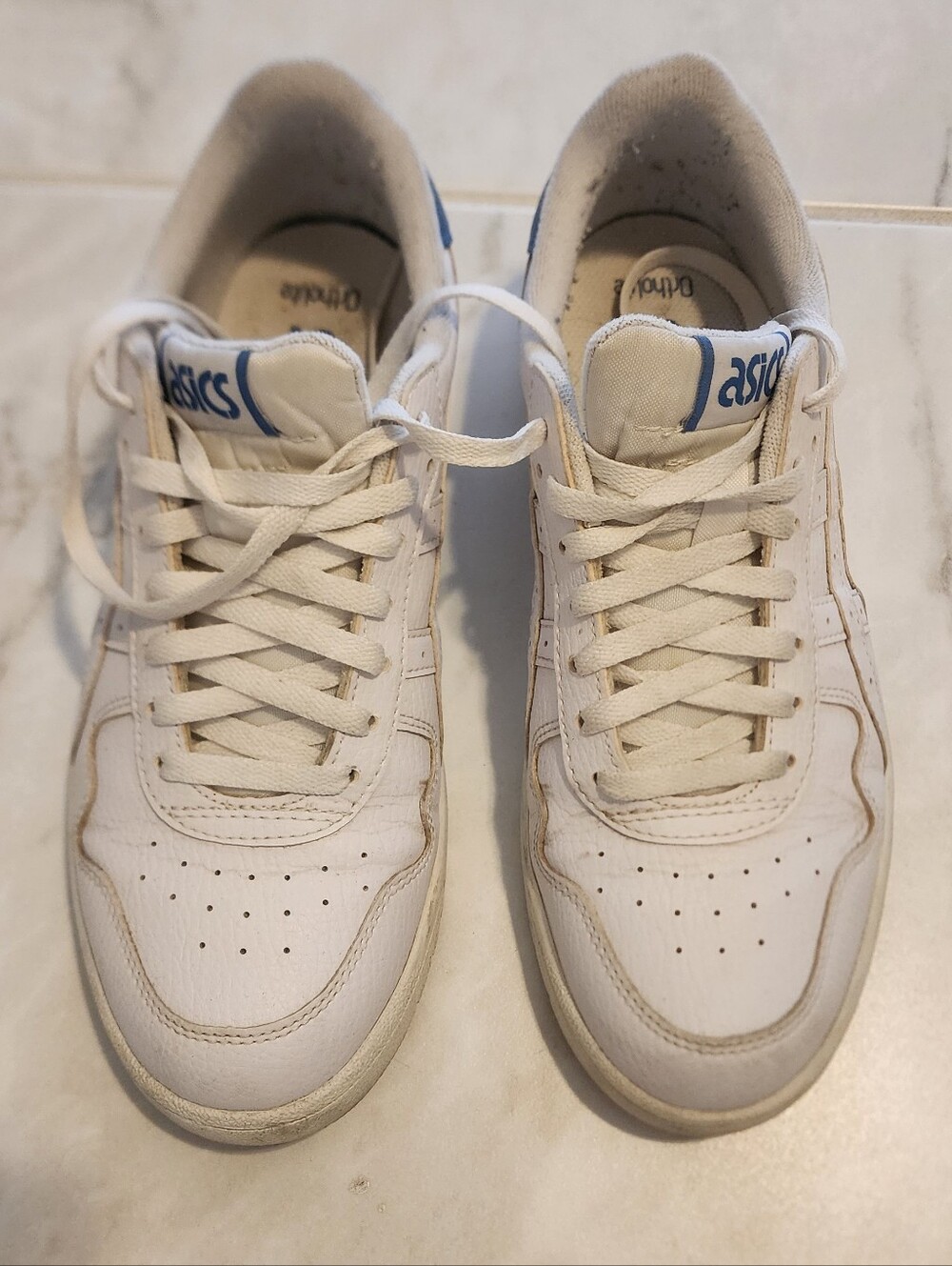 ASICS White and Blue Men's Low-Top Sneakers